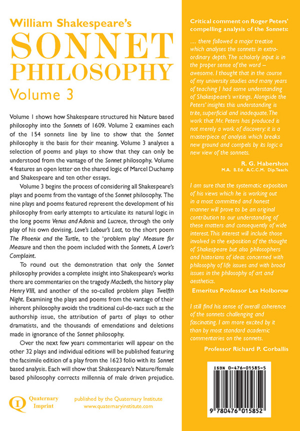 Shakespeare's Sonnet Philosophy Volume 1